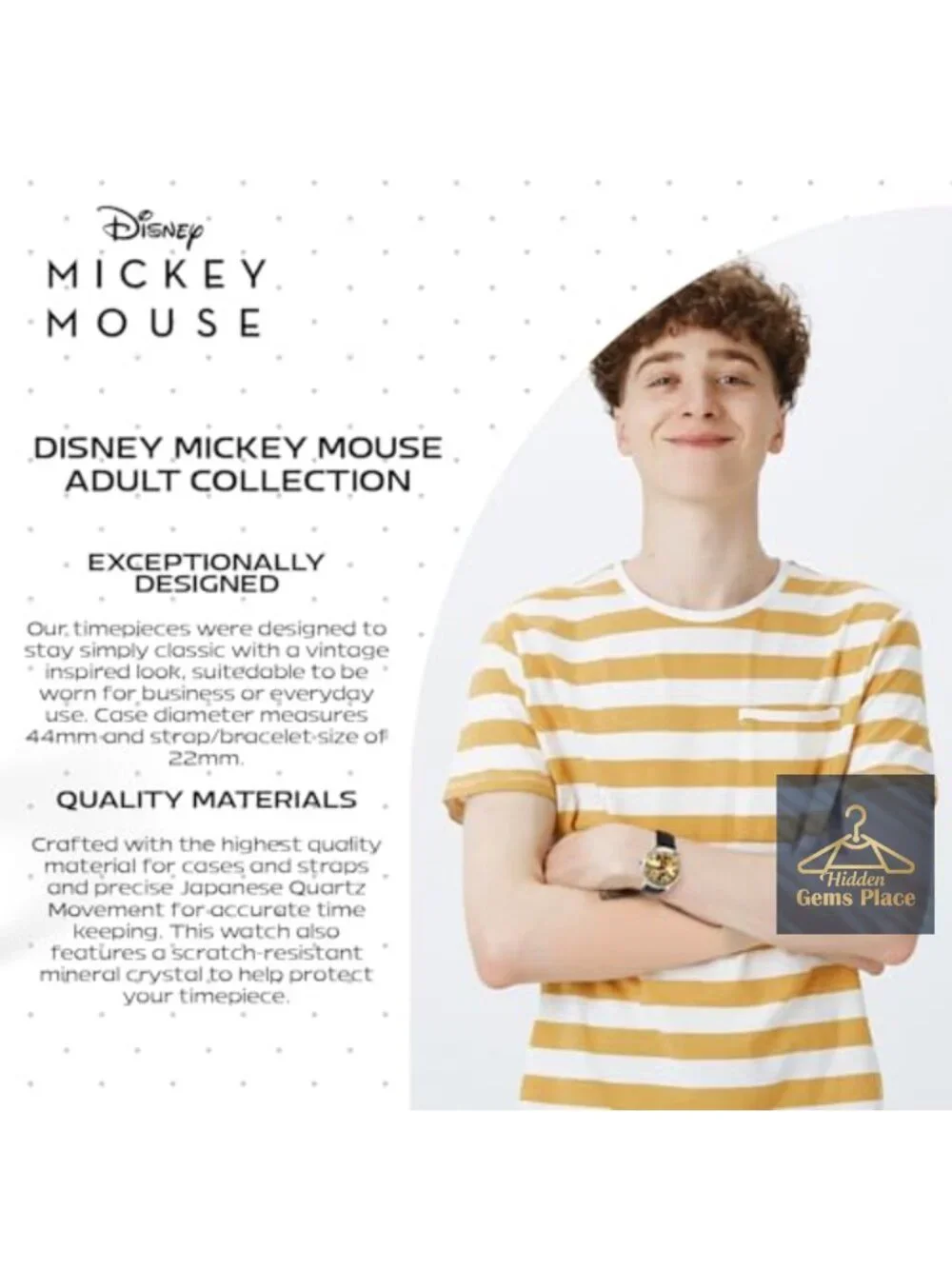 Mickey Mouse Vintage Inspired Men's Watch with Articulating Hands